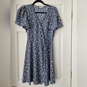 LC Lauren Conrad Blue and White Floral Midi Dress